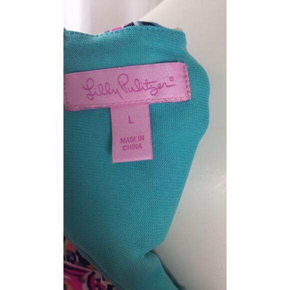 Lilly Pulitzer Multi Color Cap Sleeve Dress Sz. L - Picture 4 of 5